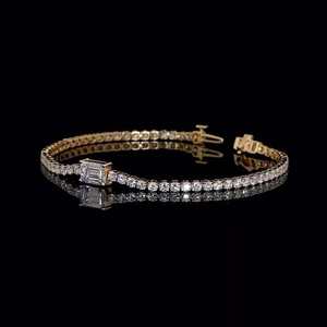 RAMDUT IMPEX GRA Certified Moissanite Tennis Bracelet Silver Plated Emerald Cut Teardrop Claw Set Sparkling Trendy Elegant - Product Image 2