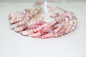 Cuentas de Rondelle lisas de ópalo Rosa natural 7 mm 13 pulgadas hebra LISA para la fabricación de joyas - Product Image 2