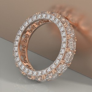 Anillo de Eternidad Completo con Corte Cojín, Anillo de Moissanita de Oro Sólido para Mujer, Anillo de Aniversario, Banda de Eternidad de Moissanita, Banda de Boda para Mujer - Product Image 3