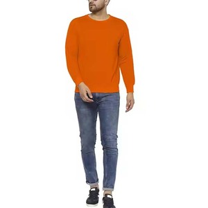 Sudadera de Cuello Redondo Color Naranja para Hombre, Corte Regular, Color Sólido, Tejido de Algodón, Estilo Casual para Otoño - Product Image 3