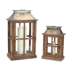 Portavelas de Madera Rústico con Paneles de Vidrio y Asa de Cuerda, Decoración para el Hogar, Bodas y Estilo Rústico - Product Image 3