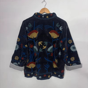 Floral Print Cotton Velvet Breathable Quick Dry Stand Collar Ethnic Winter <b>Kimono</b> Robe Soft Handmade Nightwear <b>Jacket</b> Wholesale - Product Image 1