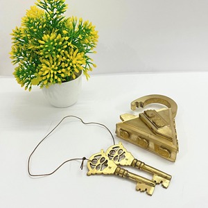 Antique Polished Pyramid Padlock Old Fashion Lock <b>Key</b> Fully Functional Vintage Style Padlock Pure Brass Low Rate Padlock - Product Image 4