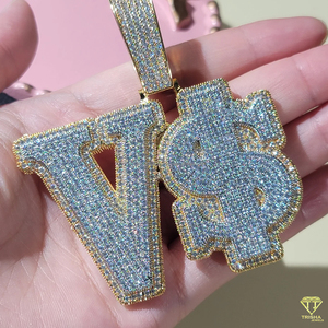 Stylish J2B Custom Letter Pendant <b>Necklace</b> With VVS Lab Grown <b>Diamonds</b> 925 <b>Silver</b> Hip Hop Bling Accessory - Product Image 2