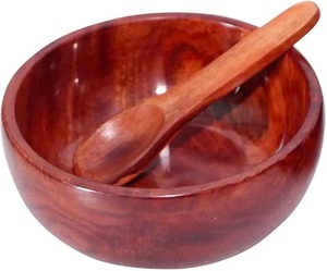 Natural Solid Acacia Wood Serving Bowl <b>Set</b> Handmade Wooden Salad Fruit Soup Bowls for Kitchen Dining Restaurant - Product Image 1