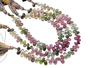 Perles de tourmaline multicolores de haute qualité, forme poire, briolette, 6-7 mm de long, brin de 8 pouces, pierre précieuse naturelle pour bijoux - Product Image 3