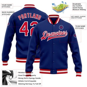 Royal Red <b>White</b> Custom Varsity <b>Jacket</b> Full Snap Letterman <b>Jacket</b> Bomber <b>Jacket</b> For <b>Men</b> Outdoor Casual Baseball Team <b>Jacket</b> - Product Image 2