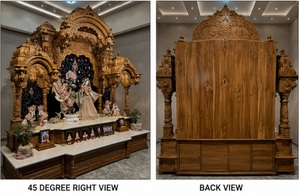Grand Temple en Bois de Teck Iskcon pour la Maison, Autel Radha Krishna en Bois de Teck Sculpté à la Main, Mandir Traditionnel Hindou pour la Maison - Product Image 2