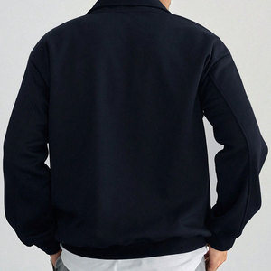 Vestes coupe-vent pour hommes à demi-zip, hauts en polaire chauds pour l'hiver, sweat-shirts décontractés pour hommes, pull-over tendance de couleur unie - Product Image 3