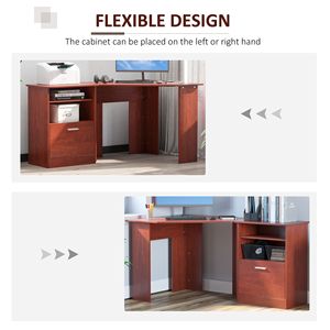 Black L-Shaped Corner <b>Workstation</b> Desk with Printer Cabinet for Home Office Computer Desks - Product Image 4