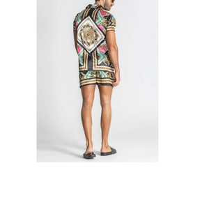Ensemble de costume décontracté pour homme en satin floral respirant pour l'été, avec chemise à imprimé hawaïen et short - Product Image 2
