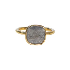 Natural Labradorite 10 MM Cushion Shape Gold Plated <b>Ring</b> - Gemstone <b>Ring</b> for Women - Stackable <b>Rings</b> - Product Image 2