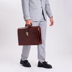 Classic Genuine Brown Leather Office Briefcase for Men with Luxury Professional Business Design Wholesale Supplier - Product Image 4