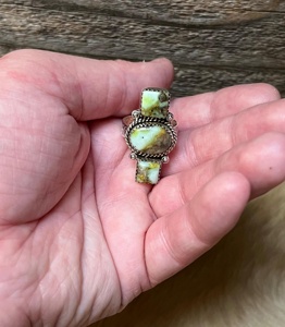 3 Stone Palomino Turquoise <b>Adjustable</b> <b>Ring</b> Handmade Sterling Silver Artisan Southwest Gemstone Jewelry Western Style - Product Image 5