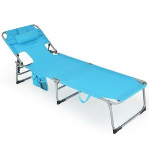 Chaise longue de plage pliable d'extérieur avec coussin, chaise longue confortable pour les moments de détente - Product Image 1