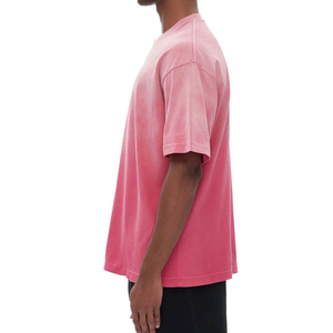 เสื้อยืดโอเวอร์ไซส์ผู้ชายแบบใหม่ล่าสุด สไตล์ไฮสตรีท สีพื้น ย้อมสีซีดแบบซันเฟด สำหรับขายออนไลน์ - Product Image 3