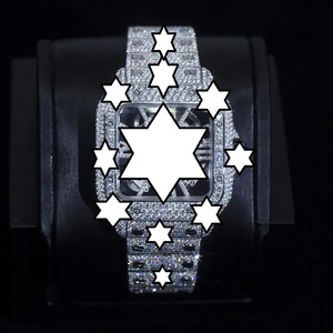 Montre automatique carrée de luxe pour homme en acier inoxydable avec bracelet incrusté de diamants et cadran en cristal saphir, affichage analogique - Product Image 1