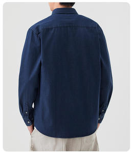 Summer Breathable Knitted Polyester/Cotton Satin Casual Anti-Wrinkle Single Button Turn-<b>down</b> Collar Full Sleeve 160g Men's Shirt - Product Image 2