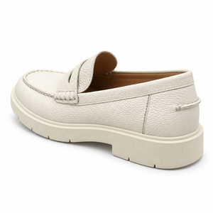 White <b>Leather</b> Retro Lightweight Loafers Round Toe <b>Slip</b>-<b>On</b> Cushioned EVA Midsole Rubber Outsole All Seasons Wear - Product Image 4