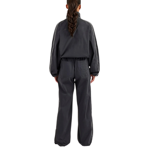<b>Women's</b> Cropped Full <b>Zip</b> High Collar Tracksuit Set <b>Top</b> Wide Leg Trousers Elastic Drawstring Waist Two Piece Casual Lounge Outfit - Product Image 2