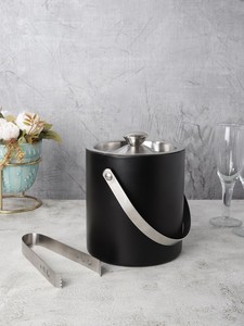 Black Metal Ice <b>Bucket</b> <b>with</b> <b>Lid</b> and Tongs Party Accessory in best price - Product Image 3