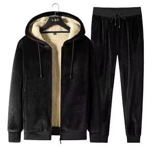 L&O Unisex Fleece Tracksuit Hooded Zip <b>Jacket</b> And Jogger Pants Solid Color Casual <b>Winter</b> Wear Full Length With Side Pockets - Product Image 2