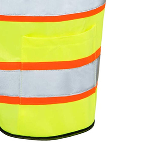 Chaleco de Seguridad Reflectante de Alta Visibilidad Unisex, Ropa de Trabajo de Poliéster con Bolsillos y Franjas Naranjas - Product Image 3