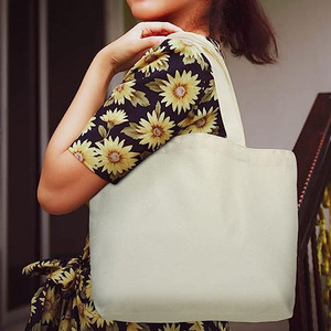 Sac fourre-tout en toile de coton personnalisé de taille moyenne avec longue poignée - Product Image 1