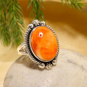 Handmade <b>925</b> Sterling <b>Silver</b> <b>Ring</b> <b>with</b> Natural Coral Gemstone Classic Oval Cut Bezel Setting for Wedding Engagement Gift - Product Image 3