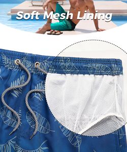 Pantalones cortos estampados para hombre, cintura elástica con cordón, playa, verano, informal, vacaciones, tropical, colorido, blanco, camiseta de verano para hombre - Product Image 2