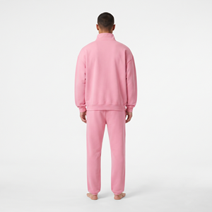 Ensemble de survêtement sportif décontracté en coton tricoté surdimensionné pour homme avec sweat à capuche demi-zip personnalisé - Product Image 2