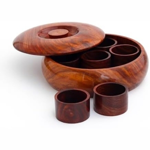 Caja de especias de madera hecha a mano con 7 recipientes y tapa, Masala Dani de madera para cocina, recipientes redondos ecológicos para almacenar alimentos. - Product Image 1