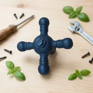 Poignées de meuble en fer texturé noir en forme de robinet, accessoires de quincaillerie détachables pour porte, prix le plus bas - Product Image 1