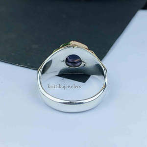 แหวนเงินแท้ 925 สำหรับผู้ชาย ประดับพลอยอะมีทิสต์ธรรมชาติ แหวนทำมือ ดีไซน์โดดเด่น เหมาะเป็นของขวัญแต่งงานสำหรับเธอ - Product Image 3