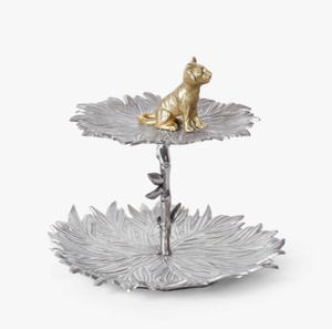 Luxury 2 Tier Serving Stand with Decorative Animal Figurine – Metal Leaf Design Dessert Display Stand for Table Decor & Gifting - Product Image 3