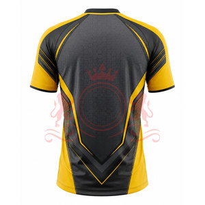Maillot de football géométrique noir et jaune pour homme, manches courtes, col rond, polyester respirant, coupe athlétique, toutes saisons - Product Image 2
