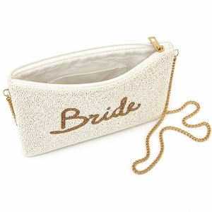 Luxury Handmade Personalized <b>Bride</b> Glass Beaded Coin Purse Wedding Bridal Zip Pouch Custom Beaded Cosmetic Pouch Women Gift OEM - Product Image 2