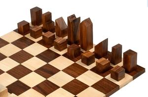 Jeu d'échecs minimaliste reproduit en bois de Sheesham et de buis, avec un roi de 2,79 pouces, au meilleur prix - Product Image 5