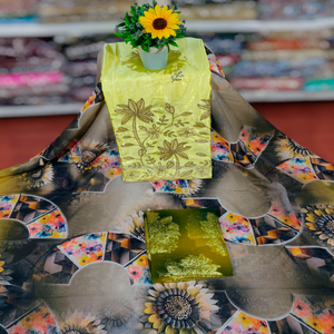 Dirac suisse avec imprimé floral et feuilles, imprimé numérique multicolore, ensemble Dirac avec Gorgora et Garbsaar - Product Image 2