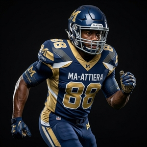 Ensemble de maillot et pantalon de football américain personnalisé bleu marine et or, uniforme d'équipe rembourré, fabricant de vêtements de sport en gros - Product Image 3