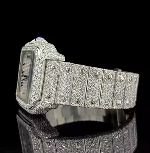 นาฬิกาข้อมือควอตซ์โมอิสซาไนต์ Golden Frost Wave ประดับเพชรหรูหราสำหรับผู้ชาย ดีไซน์เรียบหรู ดูดีมีระดับ - Product Image 2