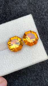 Pierre précieuse naturelle Citrine, paire de pierres rondes taillées, pierres brutes pour la création de bijoux fins, quartz jaune assorti - Product Image 6