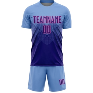 Ensemble de maillots de football personnalisés pour hommes - Respirant, antibactérien, manches courtes, kit uniforme de football, taille élastique, 100% polyester - Product Image 4
