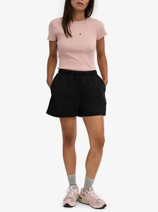 Shorts pour femmes en popeline de coton, taille mi-haute, fermeture élastique, logo personnalisé, couleur noire profonde, séchage rapide, meilleure qualité, Bangladesh - Product Image 2