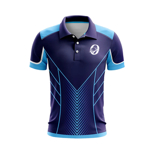 เสื้อโปโลคริกเก็ตสีน้ำเงินกรมท่าสำหรับผู้ชาย แขนสั้น แบบซับลิเมชั่น เหมาะสำหรับการแข่งขันกีฬา ฝึกซ้อม และออกกำลังกาย - Product Image 1