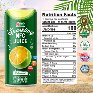 VINUT 330ml Agua con gas Calamansi jugo Etiqueta privada Muestra gratis OEM ODM Fabricante ISO HALAL KOSHER - Product Image 5
