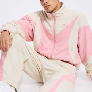 Chándal unisex retro de nailon con bloques de color, chaqueta impermeable con cremallera y logotipo bordado personalizado, y joggers de pierna ancha, cortavientos OEM - Product Image 4