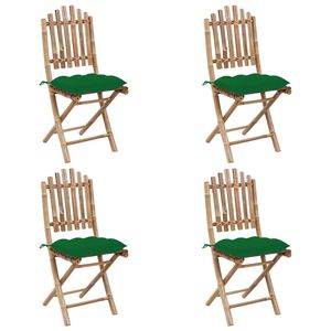 Set da 4 Pezzi per Esterni in Bambù e Poliestere Marrone e Verde, Dimensioni Standard - Product Image 3