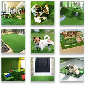 Premium 3ft X 16ft tappetino in erba sintetica fori di drenaggio 0.6 pollici spessi supporto in gomma finta per Patio interno/esterno per animali domestici - Product Image 5