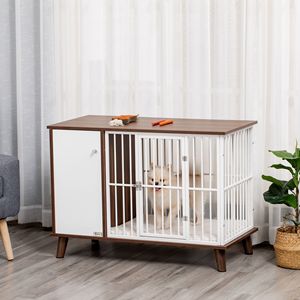 Cuccia per Cani da Interno con Porta Superiore in Legno per Cani di Piccola Taglia, Colore Marrone - Product Image 2